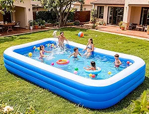 Large Inflatable Pool for Adults & Kids, 120" x 70" x 22" Blow Up Pool, Thickened Full-Sized Family Kiddie Pool for Outdoor Water Play & Summer Fun