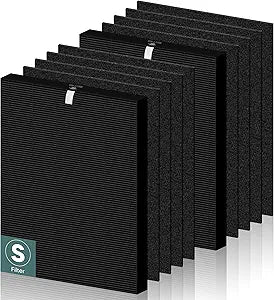 C545 Smoke Remover Replacement Filter S for Winix C545 Air Purifier 1712-0096-00 and 2522-0058-00, 2 x High Efficiency Filters + 8 x Activated Carbon Filters, Black, For Home Office Livingroom Bedroom
