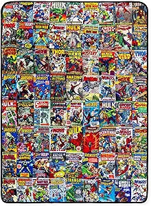 Marvel Comics Covers Fleece Throw Blanket | Soft Polyester Cover for Sofa, Bed | 45 x 60 Inches