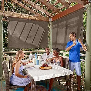 Coolaroo Outdoor Roller Shade with Wand - 90% UV Block Breathable Light Filtering Shade for Patio or Porch, Fade-Resistant, Easy-Clean Fabric, 4ft x 6ft, Mocha