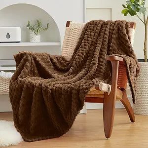 EXQ Home Gentle Soft Fleece Throw Blanket  Cozy Lightweight 3D Imitation Turtle Shell Jacquard Blanket for Couch Bed  All-Season Warm Fuzzy Flannel Blanket for Women Mom Her Gifts(90"x90",Coffee)