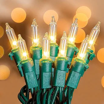 Warm White Christmas Mini Lights, 23FT 100 Count with Green Wire