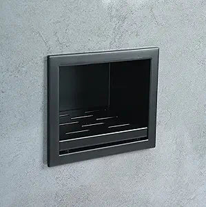 Recessed Wall Soap Holder for Shower Niche,Shower Foot Rest for Shave Legs,Stainless Steel 304 FootrestMatte Black,5.9 in x 4.8 in x 3.9 in