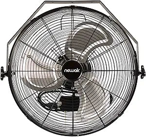NewAir 18 in. Wall-Mounted High Velocity Fan | Powerful 3,000 CFM Industrial Fan for Garage, Workshop & Commercial Use | 3 Speeds, Sealed Motor, ETL Listed