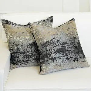 THE-TINOART Modern Luxury Textured Gray Black and Sparkling Gold Jacquard Pillow Covers 20x20, Pack of 2