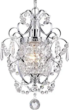 PAPAYA Crystal Chandelier Lighting Chrome 1 Light Mini Pendant