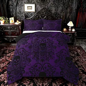 Feelyou Gothic Skull Comforter Set Queen Size Bedding Set