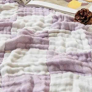 EMME Cooling Muslin Twin XL Blanket - Checkered Lightweight Summer Cotton Blankets of Rayon Derived from Bamboo for Hot Sleepers, Soft Breathable All Season Gauze