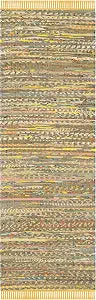 SAFAVIEH Rag Rug Collection Runner Rug - 2'3" x 6', Yellow & Multi, Handmade Boho Stripe Cotton, Ideal for High Traffic Areas in Living Room, Bedroom (RAR121H)
