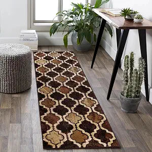 SUPERIOR Indoor Runner Rugs, Modern Area Rug, 2'7"x8', Coffee Z