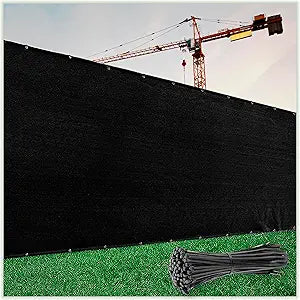 ColourTree 8' x 50' Black Fence Privacy Screen Windscreen Cover Fabric Shade Tarp Plant Greenhouse Netting Mesh Cloth - Commercial Grade 170 GSM - Heavy Duty - 3 Years Warranty - WE Make Custom Size