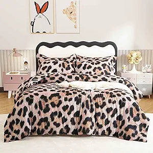 SDY Leopard Queen Comforter Set, Luxury Soft Bed in a Bag Queen Size 7 Pieces, All Season Bedding Set with Comforters, Sheets, Pillowcases & Shams
