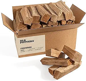 Old Potters Kiln Dried Firewood - Oak, 1100 Cu. in, 16-18 Logs ~ 8" x 2.5" Logs. Cooking Wood for Grilling, Smoking, and Firepits, Oak.