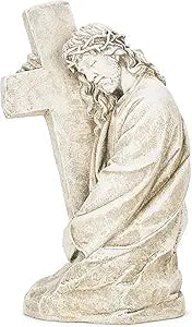 Joseph's Studio by Roman, Jesus Holding a Cross Garden Statue, Religious Outdoor Decor