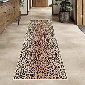 Leopard Runner Rug Non Slip Leopard Print Rugs 2x6 for Hallway Wetern Home Decor Soft Throw Carpet Washable Fur Area Rug Mat for Entryway Laundry Bedroom Bathroom (24" W72" L, Leopard Print)
