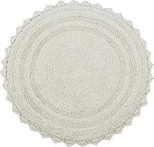 Better Trends Lilly Crochet Round Bath Rugs & Absorbent Bathroom Mat, Reversible Bath Rugs, Bath mats for Bathroom, 100% Cotton Bathmats Washable - 24", Cream Round Rug