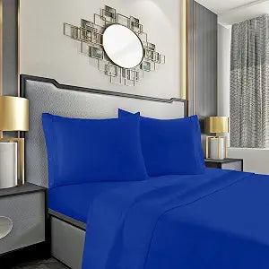 Mocassi Queen Sheet Set - Luxury Hotel 1800 Premier Bedding Sheets & Pillowcases - Ultra Soft Breathable & Cooling Bed Sheet Set - Wrinkle Resistant - 4 Piece Set - Queen, Imperial Blue
