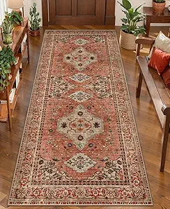 Tangsoo 2x5 Washable Runner Rug for Hallways, Non Slip Vintage Runner Rug, Soft Low Pile Long Rug Runner, Print Distressed Carpet Runners for Kitchen Bedroom Entryway Bathroom Living Room