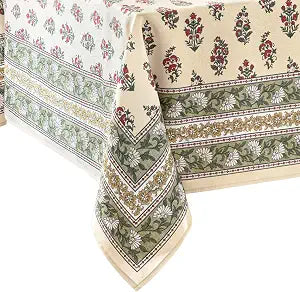 Nomad Harvest Block Print Rectangle Tablecloth, Multicolor - 60" W x 84" L