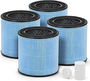 4-Pack AP0601 True HEPA Replacement Filter, Compatible with AP0601/AP0601-RF Air Pu-rifier, with H13 True HEPA Filter and High-Efficiency Activated Carbon 4-IN-1 Filtration, 4 Packs