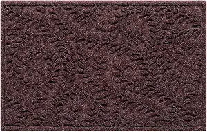 WaterHog Boxwood Front Door Mat Indoor Outdoor Entrance, Absorbent All-Weather Doormat with Non-Slip Rubber Backing, Dirt & Moisture Trapper, Low Profile & Easy Clean, Made in USA, 23"x36" Bordeaux