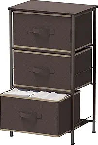 Simple Houseware 3 Drawer Nightstand Dresser with Wood Top, Brown