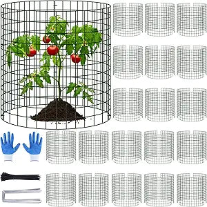 20 Pack Plant Cages for Outdoor Plants, 60pcs Pre-Bent Metal Mesh, 13.5" Dia X 14" H Wire Garden Plant Protector Cloches to Keep Squirrels and Chicken Out and Protection Vegetables Flowers Shrubs
