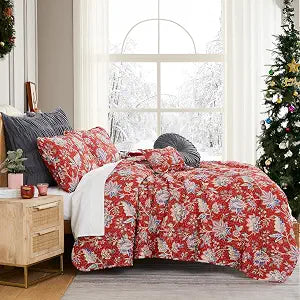 Oversized Twin Size Quilt Bedding Set, 5-Piece, Beige Paisley Quilt on Bone