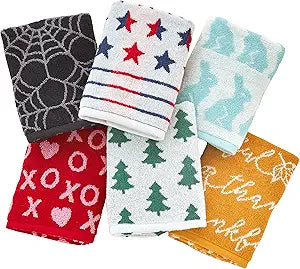 SKL Home Seasonal Jacquard Hand Towel Gift Set, 6 Count, Multicolored