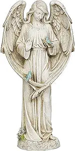 Joseph's Studio by Roman - Angel with Two Birds Statue, 20" H, Garden Collection, Resin and Stone, Decorative, Religious Gift, Home Outdoor and Indoor Decor, Durable, Long Lasting