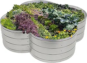 Sunnydaze Galvanized Raised Garden Bed - Outdoor Planter Box for Backyard or Patio - Steel Metal Raised Bed for Gardening Vegetables, Flowers, Herbs - 43 x 43 x 12 in - Silver - Clover