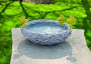 Roman 4-Piece 12-Inch Peanuts Woodstocks Nest Bird Bath or Feeder  Decorative Outdoor Bowl Set for Birds, Yard, Garden, Patio, or Porch Dcor