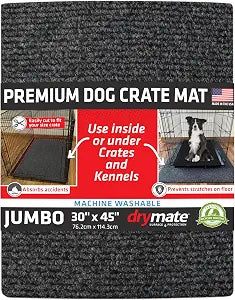 Drymate Premium Dog Crate Mat Liner, Absorbent, Waterproof, Non-Slip, Washable Puppy Pee Pad for Kennel Training - Use Under Pet Cage to Protect Floors, Cut to Fit Design (USA Made) (Dgrey)(30x45)
