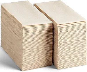 200-Pack Disposable Linen-Feel Caramel Napkins, 12" x 17" Cloth-Like Paper Dinner Napkins For Wedding, Bathroom, Party Or Event