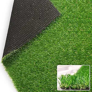 Weidear 0.8 inch Artificial Grass, 4 ft x 6 ft Realistic Turf, Indoor Outdoor Artificial Synthetic Grass Rug, Fake Grass Carpet Patio Mat for Dogs Pets/Garden Lawn Landscape, Customized