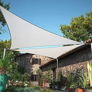 ShadeMart 28' x 28' x 28' Grey Sun Shade Sail UPF50 Triangle Canopy Fabric Cloth Screen, Water Air Permeable & UV Resistant, Heavy Duty, Carport Patio Outdoor - (We Customize Size)