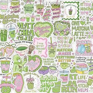 100 Pcs Matcha Girly Stickers Bookish Aesthetic Sticker