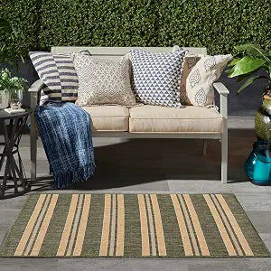 Nourison Home Horizon Indoor/Outdoor Green 3' x 5' Area Rug - Easy Clean, Non Shedding, Bed Room, Living Room, Dining Room, Kitchen (3' x 5')
