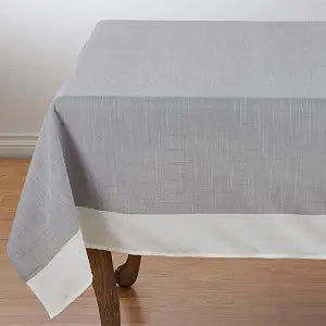 SARO LIFESTYLE Neoteric Collection 100% Polyester Tablecloth with Banded Border Design, 67"x67", Grey