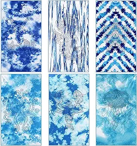 FuWeave 6 Pcs 72 x 36 Microfiber Oversized Beach Towels Large Absorbent Thin Compact Lightweight Sand Free Quick Dry Towels Pack for Travel Pool Yoga Gym Sports Beach Accessories