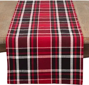Saro Lifestyle Buffalo Plaid Cotton Table Runner, Red, 16" x 72"