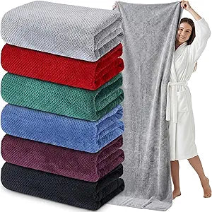 Newwiee 6 Pcs Oversized Bath Towels 40x80 Inches Extra Large Jumbo Bath Sheets for Adults Soft Quick Dry Highly Absorbent Microfiber Shower Towels with Hanging Loop