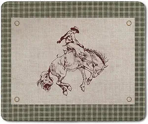 Western Cowboy Mouse Pad, Rustic Country Cowboy on Bucking Horse Mouse Pads Mousepad for Desk Home Office Dorm Computers Laptop, Southwest Gingham Office Supplies Desk Accessories, 9.5x7.9 Inch