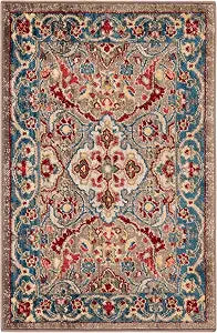 SAFAVIEH Kashan Collection Area Rug - 2'6" x 4', Taupe & Blue, Traditional Oriental Design, Non-Shedding & Easy Care, Ideal for High Traffic Areas in Living Room, Bedroom, Dining (KSN307E-24)