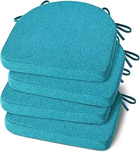 Shinnwa Kitchen Chair Cushions Set of 4, Non-Slip Dining Chair Cushions with Ties and Machine Washable Cover, 4 Pack, 17 x 16.5 x 2in, Teal