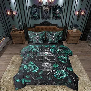 Erosebridal Sugar Skull 7 Pcs Comforter Set King