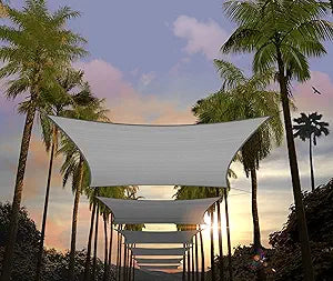Amgo 12' x 18' Grey Rectangle Sun Shade Sail Canopy Awning UPF50+ AGTAPR1218, 95% UV Blockage, Water & Air Permeable, Commercial and Residential, 3 Years Warranty (We Make Custom Size)
