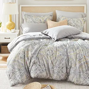 Comfort Spaces Bed in A Bag Comforter Set - Trendy Casual Design King Comforter with Complete Sheet Set with Side Pocket, All Season Comforter King, Shams, Gloria, King Grey/Yellow 9 Piece