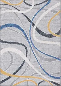 SAFAVIEH Odyssey Collection Area Rug - 5'3" x 7'6", Grey & Blue Gold, Modern Abstract Design, Non-Shedding & Easy Care, Ideal for High Traffic Areas in Living Room, Bedroom (ODY812H)