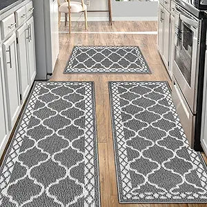 Kitchen Mats for Floor 3 Piece Set,Soft Comfort Kitchen Runner Rugs Non Skid Washable,Farmhouse Kitchen Mats for Floor Sets,Kitchen Area Rug Floor Mat for Bathroom Entryway Indoor Door